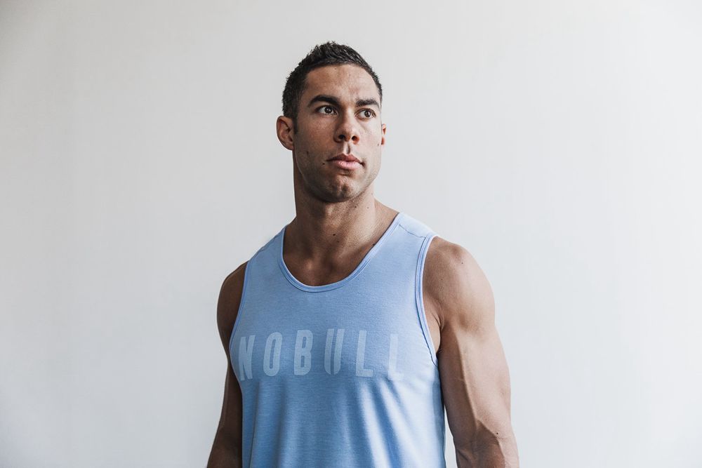 NOBULL Men's Tank Tops - Blue Vista - Ireland (3065LKURD)